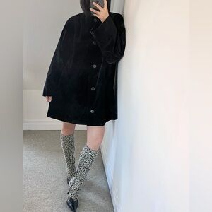 Vintage Jaeger velvet black cotton swing coat S